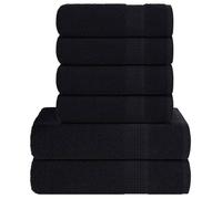 VIDAXL Ensemble de serviettes FROGN 6 pcs noir 360 g/m² - 4 essuie-mains + 2 draps de bain