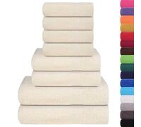 vidaXL Ensemble de Serviettes 8 pcs crème 360 g/m² 100% Coton, Serviette, Ensemble de Serviettes de Bain, Serviette à Main, Serviette de Bain