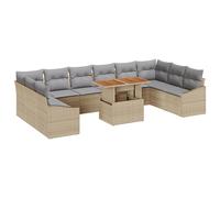 Vidaxl Ensemble De Sofa De Jardin 11 Pièces Avec Coussins Beige Poly Rattan Beige