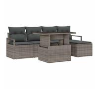vidaXL Ensemble de Sofa de Jardin 6 Pièces avec Coussins Rattan Poly Gris