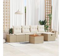 Vidaxl Ensemble De Sofa De Jardin 6 Pièces Beige Rattan, Polyester, Acier