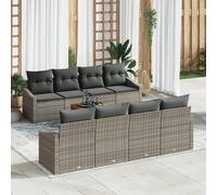Vidaxl Ensemble De Sofa De Jardin 7 Pièces Avec Coussins Gris Poly Rotin Acacia Gris