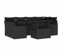 vidaXL Ensemble canapé de jardin 7 pcs Noir 100 x 55 x 73 cm Poly rotin