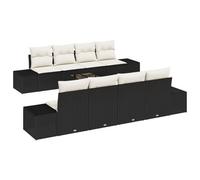 vidaXL Ensemble de sofa de jardin 9 pièces avec coussins noir poly rattan