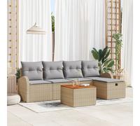 vidaXL Ensemble de sofa de jardin de 6 pièces avec coussins beige en poly rattan