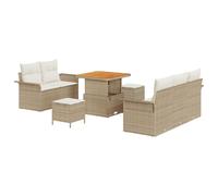 vidaXL Ensemble de Sofa de Jardin de 8 Pièces avec Coussins Beige Poly Rattan Acacia, vidaXL Sofa de Jardin 2 Places avec Coussins Beige Poly Rattan, vidaXL Ensemble de Dîner de Jardin 3 Pièces avec C