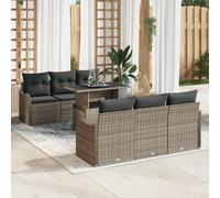 Vidaxl Ensemble De Sofas De Jardin 7 Pièces Avec Coussins Gris, Vidaxl Sofa De Jardin 2 Places Avec Coussins Gris