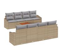 Vidaxl Ensemble De Sofas De Jardin 9 Pièces Avec Coussins Beige En Rattan Poly Acacia