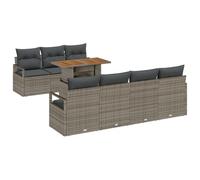vidaXL Ensemble de Sofas de Jardin avec Coussins de 8 Pièces Gris Poly Rattan Acacia