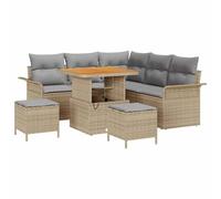 vidaXL Ensemble de Sofas de Jardin de 8 pièces avec Coussins en rotin Poly Beige