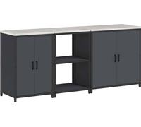 Vidaxl Ensemble De Rangement De Cuisine Avec Étagère Autre Avec Stockage Avec Porte 3 Pcs Anthracite