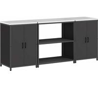 vidaXL Ensemble de stockage de cuisine avec étagère 3 pcs Noir 210 x 50 x 92 cm