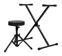 vidaXL Ensemble support de clavier et tabouret réglable pour synthétiseur et clavier de piano Noir