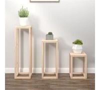 vidaXL Ensemble de supports pour plantes 3 pcs Bois de pin massif 822267 Beige G