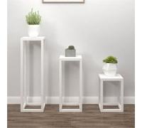 vidaXL Ensemble de supports pour plantes 3pcs Blanc Bois de pin massif 822268 Blanc G