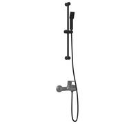 vidaXL Ensemble de Système de Douche Noir 70 cm Acier inoxydable, Ensemble de douche réglable, style carré, facile à nettoyer, résistant à la rouille, pour salle de bain moderne