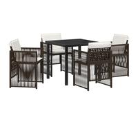 vidaXL Ensemble de Table à Manger carrée pour l'extérieur 80 cm, 4 Places. Fabriqué avec Un Cadre en Acier et du Poly rotin. Super Robuste, résistant à l'eau, Facile à Monter, Parfait pour Le Patio.