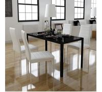 vidaXL Ensemble de table à manger cinq pièces noir et blanc