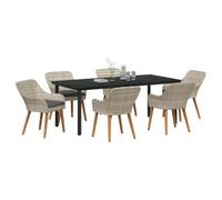 Vidaxl Ensemble De Salle À Manger 7 Pcs Gris Clair Et Noir