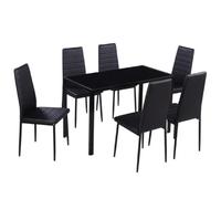 Ensemble De Table À Manger Sept Pièces Noir Noir