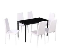 vidaXL Ensemble de table à manger sept pièces noir et blanc