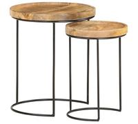 vidaXL Ensemble de table basse 2 pcs bois de manguier massif et acier 321705