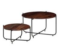 vidaXL Ensemble de table basse 2 pcs Bois de Sesham massif 60 x 35 cm Brun G