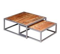 vidaXL Ensemble de tables basses de salon/séjour 2 pcs Bois d'acacia massif