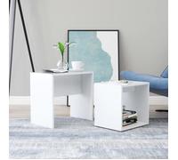vidaXL Ensemble de table basse – Bout de canapé / table d'appoint – Bois d'ingénierie blanc