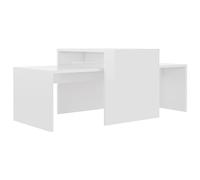 vidaXL Ensemble de Table Basse, Bout de Canapé, Table d'Appoint, Meuble de Salon Salle de Séjour Maison Intérieur, Blanc Brillant Bois d’Ingénierie