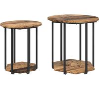 vidaXL Ensemble de table d'appoint avec étagère 2 pcs Vieux bois et noir