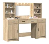 vidaXL Ensemble de table de maquillage 3 pièces en bois d'ingénierie Chêne Sonoma