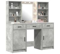 vidaXL Ensemble de Table de Maquillage avec LED 3 pc Gris béton | Ce set de coiffeuse a beaucoup de place avec ses trois grands tiroirs et quatre étagères,
