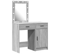 Vidaxl Ensemble De Table De Maquillage De 2 Pièces Avec Led En Bois D'ingénierie Gris Sonoma Gris