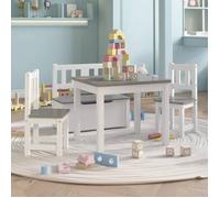 Vidaxl Ensemble De Table Et Chaises Enfants 4 Pcs Blanc Et Gris Mdf Multicolore