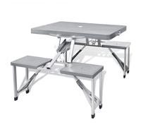 vidaXL Ensemble de table pliable de camping avec 4 tabourets aluminium gris clair