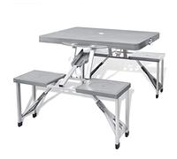 vidaXL Ensemble de Table Pliable de Camping avec 4 Tabourets, Meuble à Manger, Mobilier de Jardin Cuisine Patio Pique-Nique, Aluminium