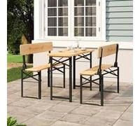 Vidaxl Ensemble De Tables À Bière Pliantes 3 Pcs Bois Massif De Sapin