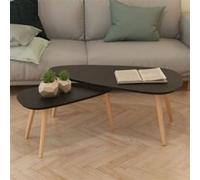 vidaXL Ensemble de tables basses 2 pcs Bois de pin massif Noir noir G