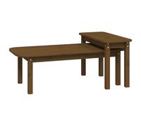 Vidaxl Ensemble De Tables Basses 2 Pcs Marron Miel Bois Massif De Pin Marron