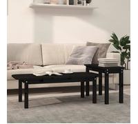 Vidaxl Ensemble De Tables Basses 2 Pcs Noir Bois Massif De Pin Marron