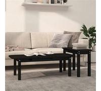 Vidaxl Ensemble De Tables Basses 2 Pcs Noir Bois Massif De Pin Marron