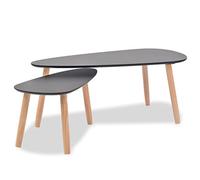 vidaXL Ensemble de Tables Basses 2 pcs Table Gigogne Table d'Appoint Table de Canapé Salon Salle de Séjour Maison Intérieur Noir Bois de Pin Massif