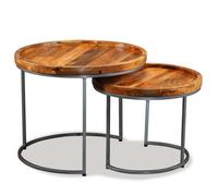 vidaXL Ensemble de tables d'appoint 2 pcs Bois de manguier massif