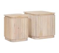 vidaXL Ensemble de Tables de Chevet Artisanales 2 pcs Blanc, Table d'appoint rectangulaire, Moderne et stylée, Surface Unique, Meuble intérieur Fonctionnel