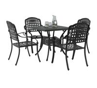 vidaXL Ensemble de Tables de Jardin 5 pcs Noir Aluminium coulé, Ensemble de Salle à Manger Alfresco, mobilier d'extérieur Rustique, Table de Jardin Superbe pour Profiter