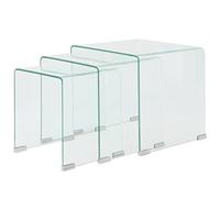 vidaXL – Ensemble de tables gigognes – Design contemporain – 3 pièces – Verre trempé transparent