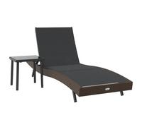 vidaXL Ensemble de transats de Jardin Marron et Noir en résine tressée 40 x 40,5 cm, avec Un Dossier réglable à Plusieurs Positions, résistant aux intempéries, au Design Moderne. Ça Comprend Une Tabl