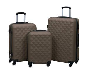 vidaXL Ensemble de valises rigides 3 pcs Marron ABS