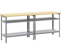 vidaXL Ensemble d'établi avec étagère 2 pcs Gris 200 x 55 x 85 cm Acier